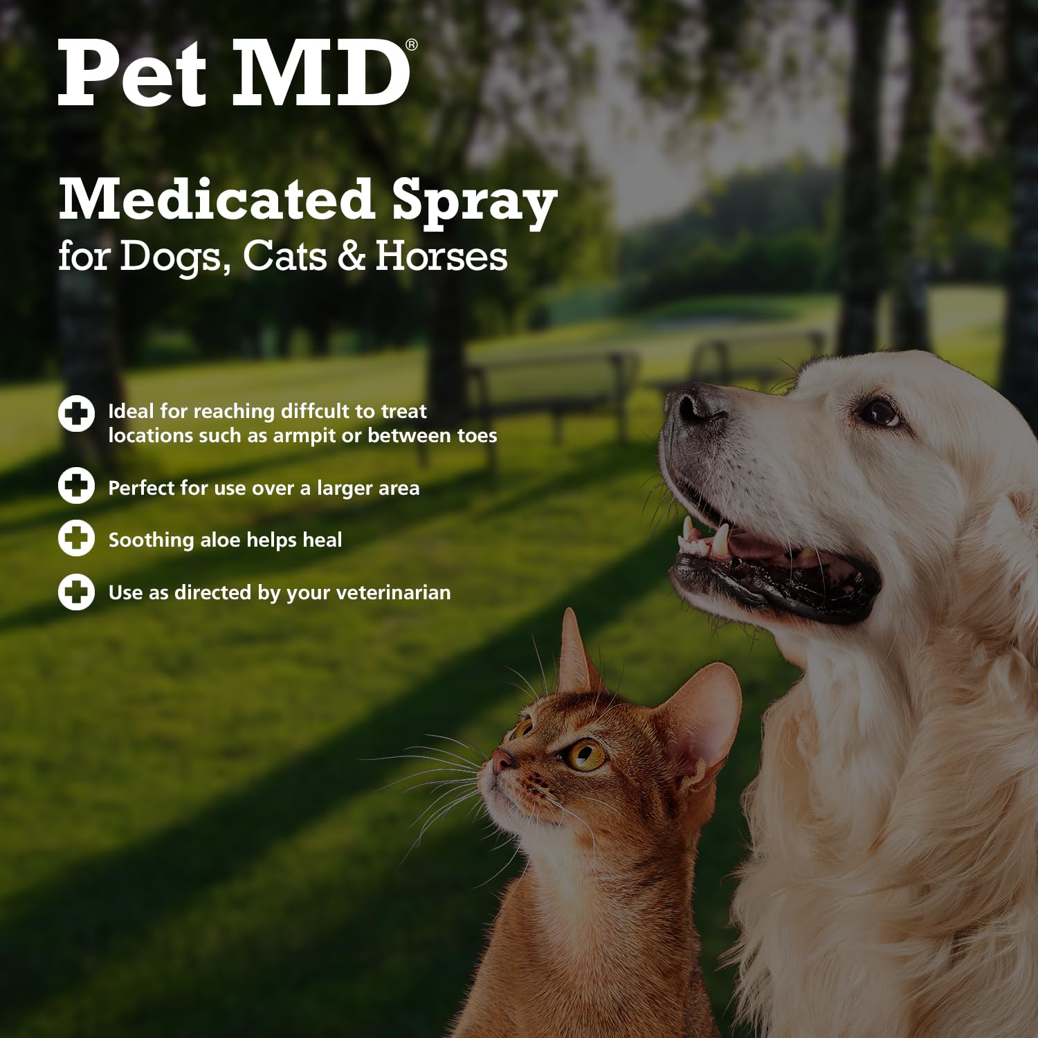 Pet MD Topical Spray cat face folds cleansing for sensitive areas during grooming.