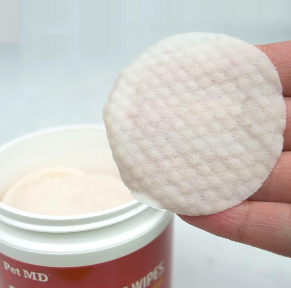 Pet MD Topical Wipes between-folds-skin gently clean pet skin and folds.
