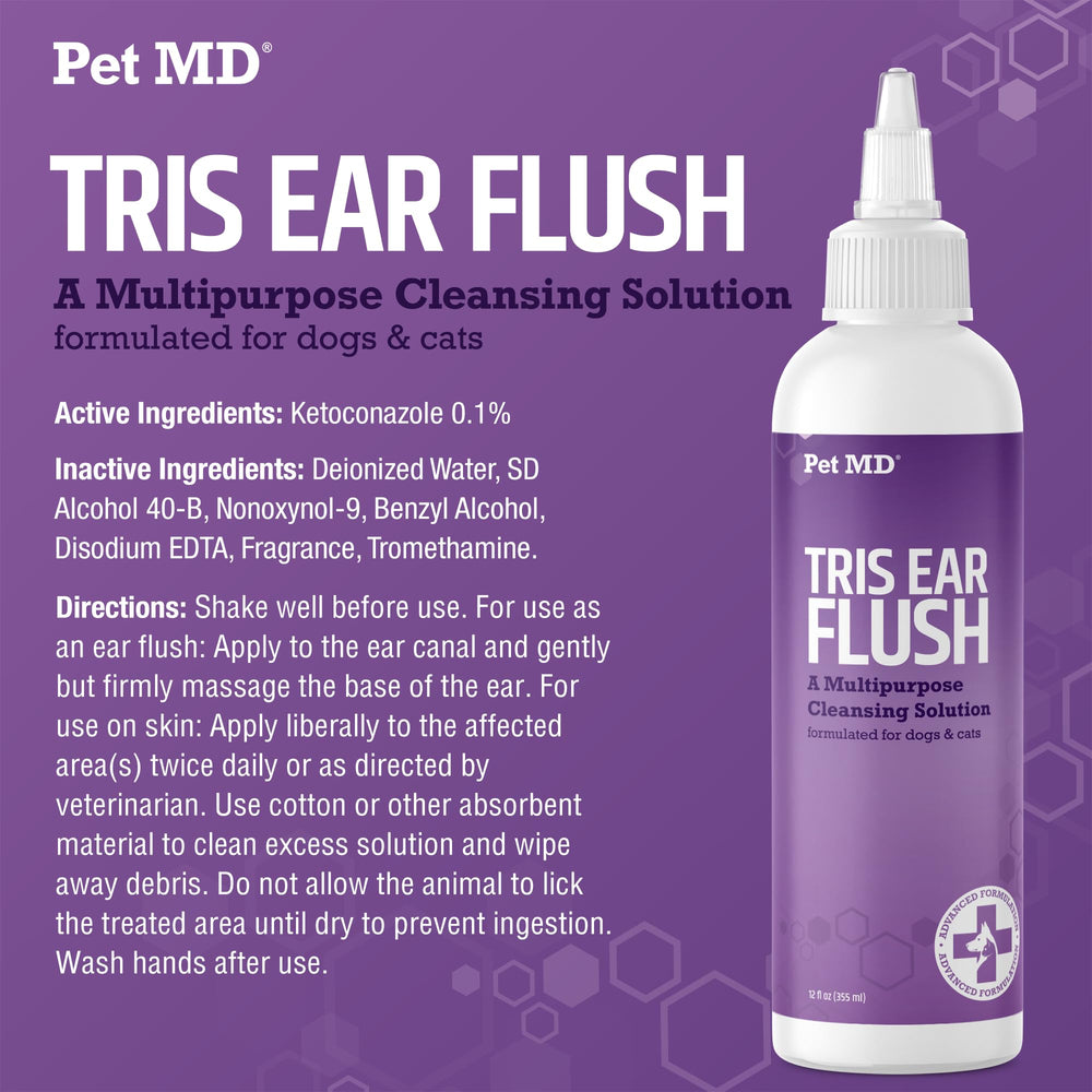 Pet MD Tris Flush lab-tested purity image communicates rigorous testing processes for safety.