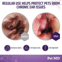 Pet MD Tris Flush made in USA label emphasizes trusted quality and lab-tested purity.