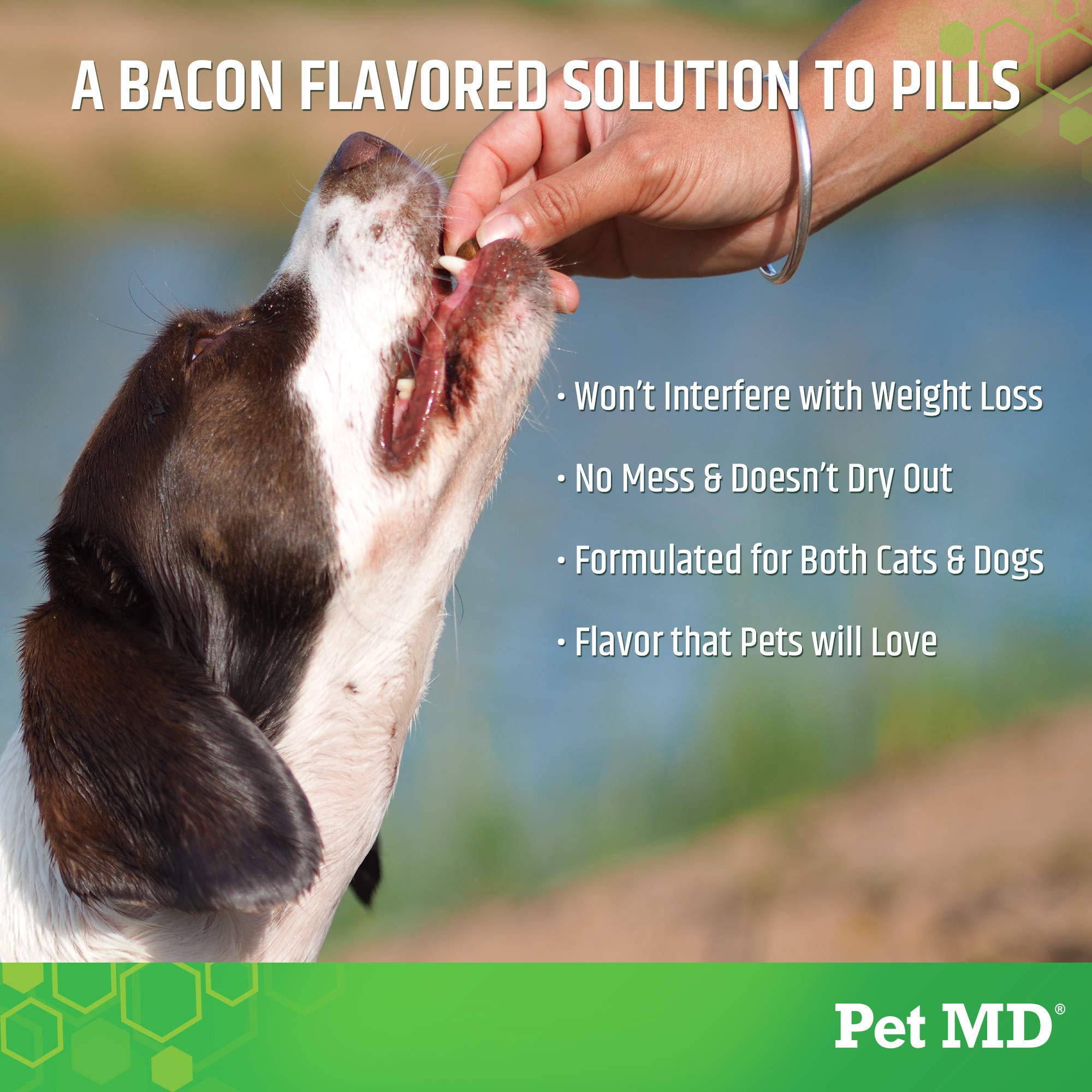 Pet MD Wrap A Pill Bacon Paste pet pocket demonstrates discreet pill hiding for meds.