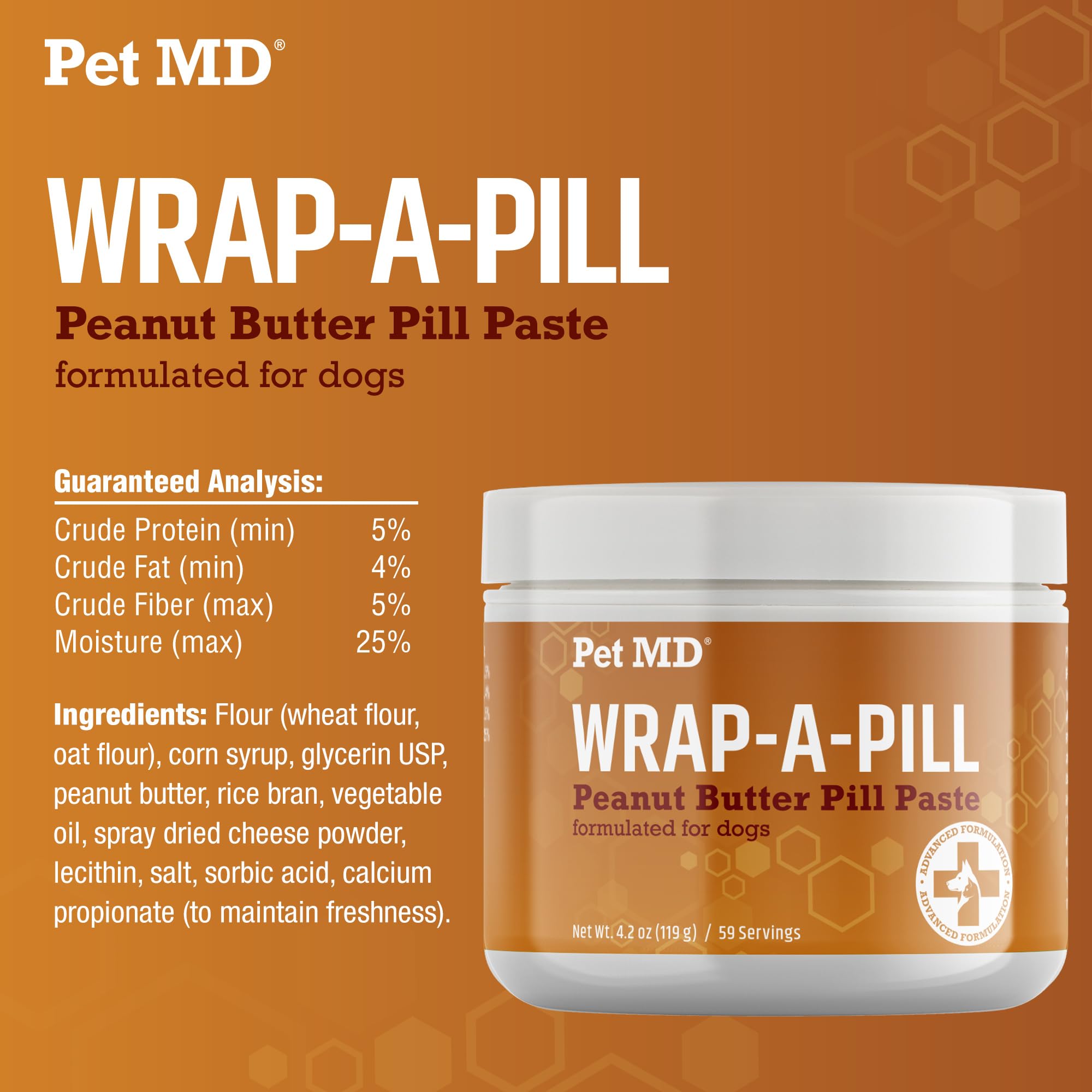 Pet MD Wrap A Pill label focuses on calorie-conscious formula for pets