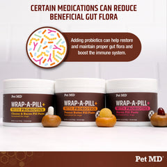 Pet MD Wrap-A-Pill probiotic paste supports digestion and overall wellness.