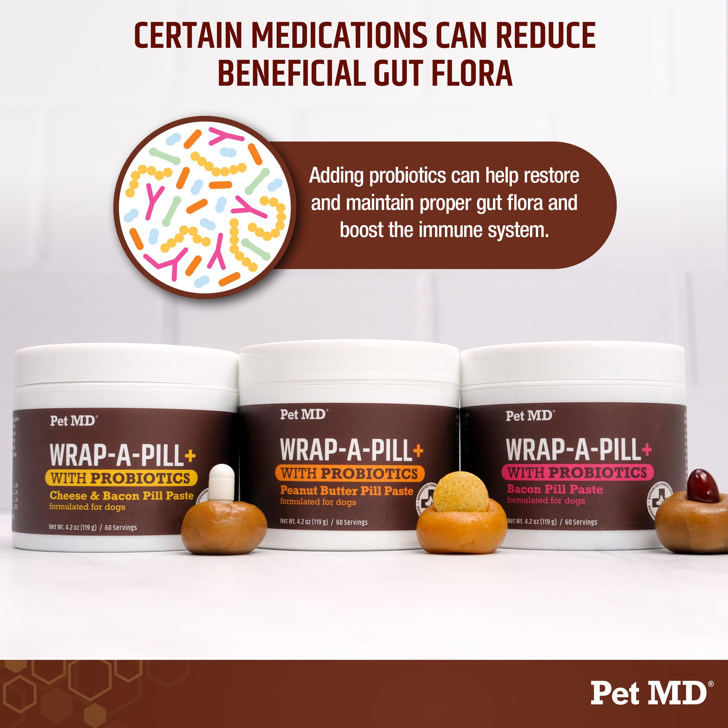 Pet MD Wrap-A-Pill usa-made-closeup signals quality and safety for pets.