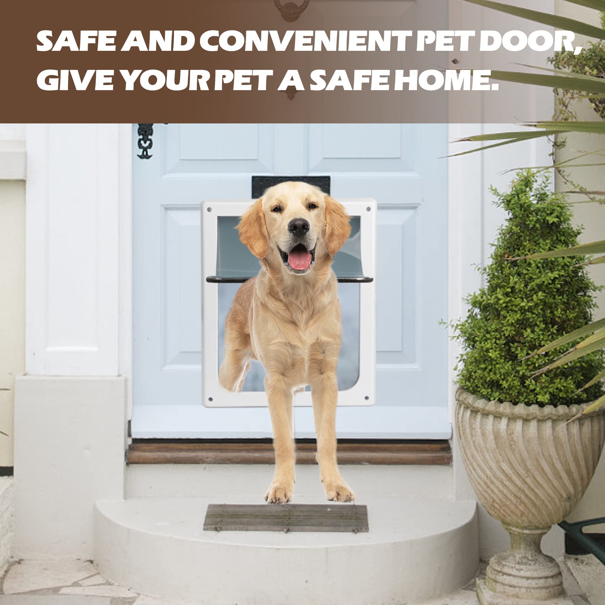 PET MOMENT Pet Flap Door durable materials showcase weather-resistant plastic and sturdy lower bar.