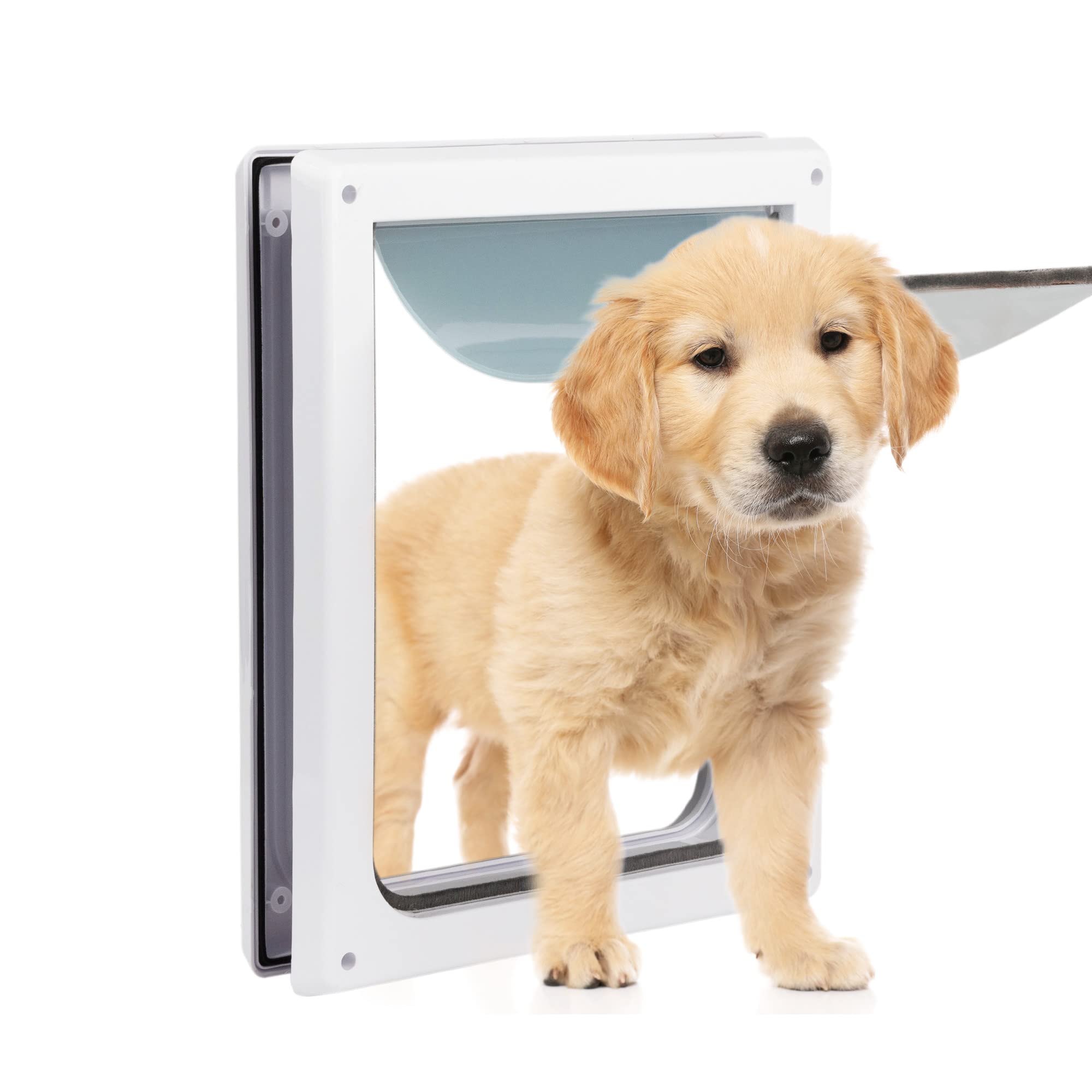 PET MOMENT Pet Flap Door interior view highlights simple 2-way locking for safer home access.