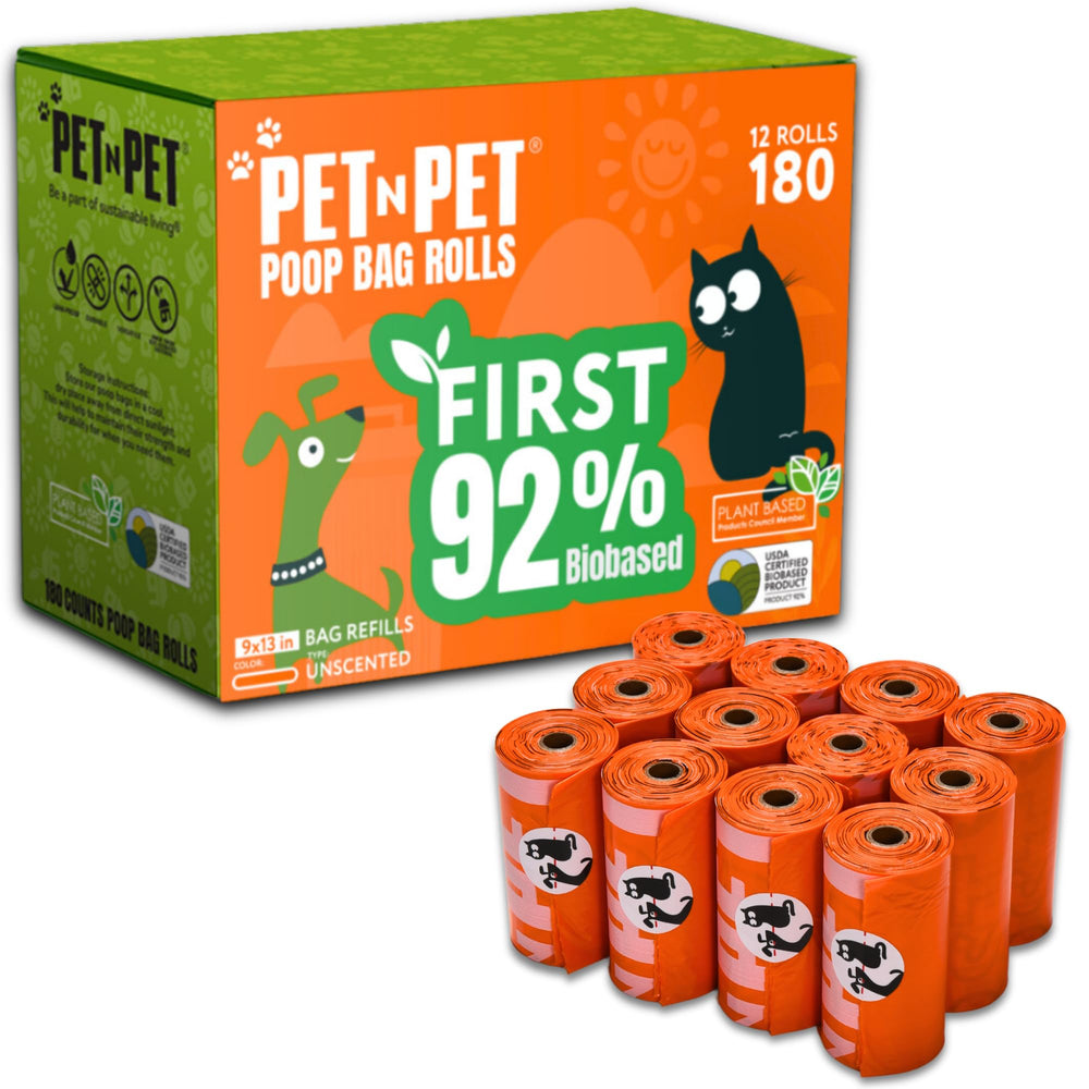 Pet N Pet 180-count poop bag roll—thick, leak-proof for mess-free walks.