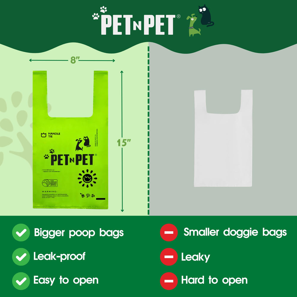 PET N PET 800-counts tie-handles close-up emphasizes easy-to-tie functionality during cleanup