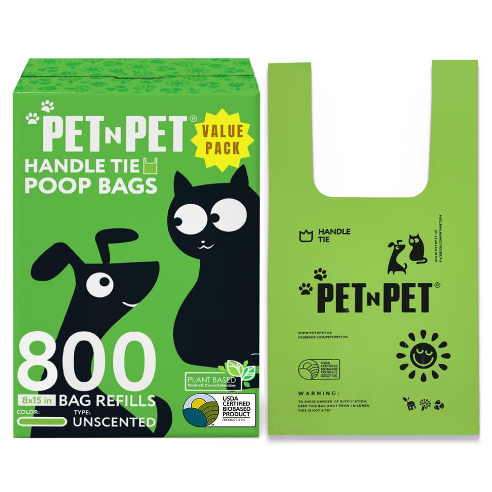 PET N PET 800-counts unscented poop bags roll shows bulk supply for walks