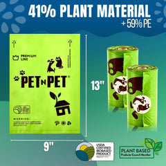 Pet N Pet 9x13-inch flat-bottom bags for mess-free adventures.