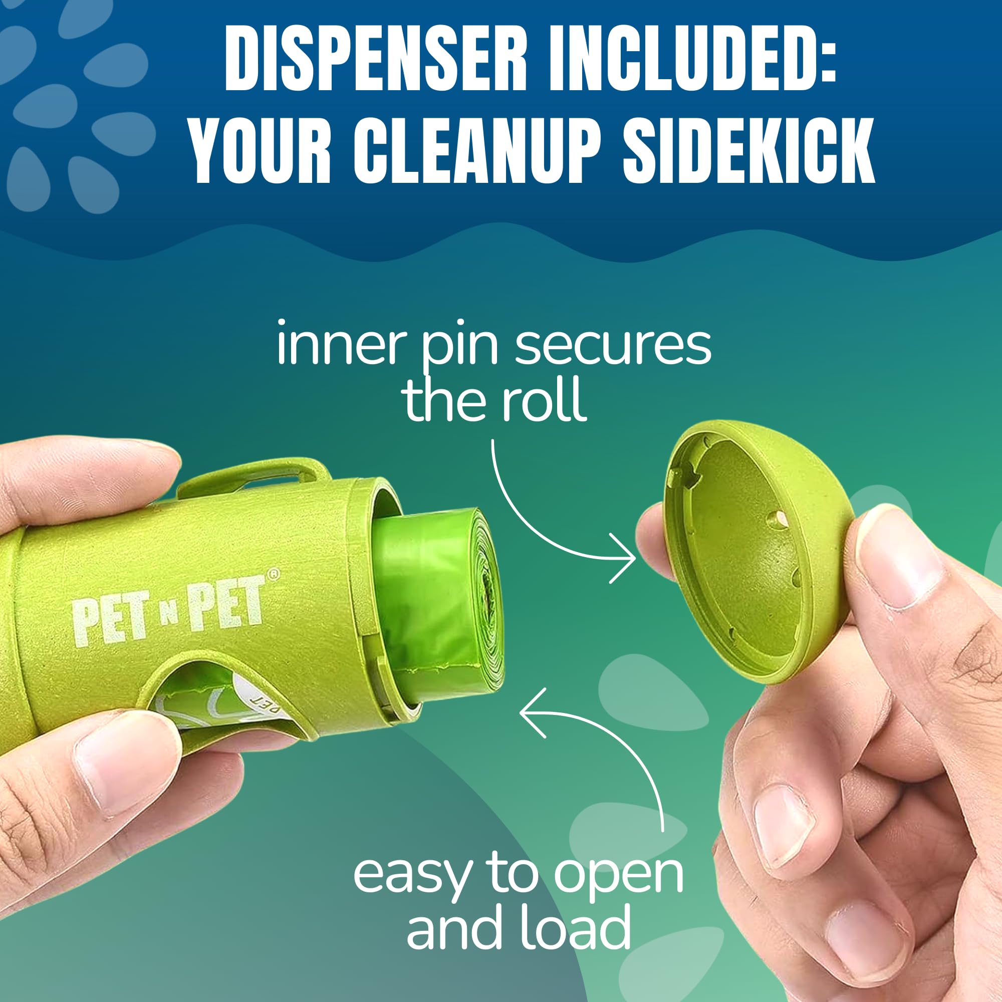 Pet N Pet bag holder with leash clip ensures smooth dispensing.