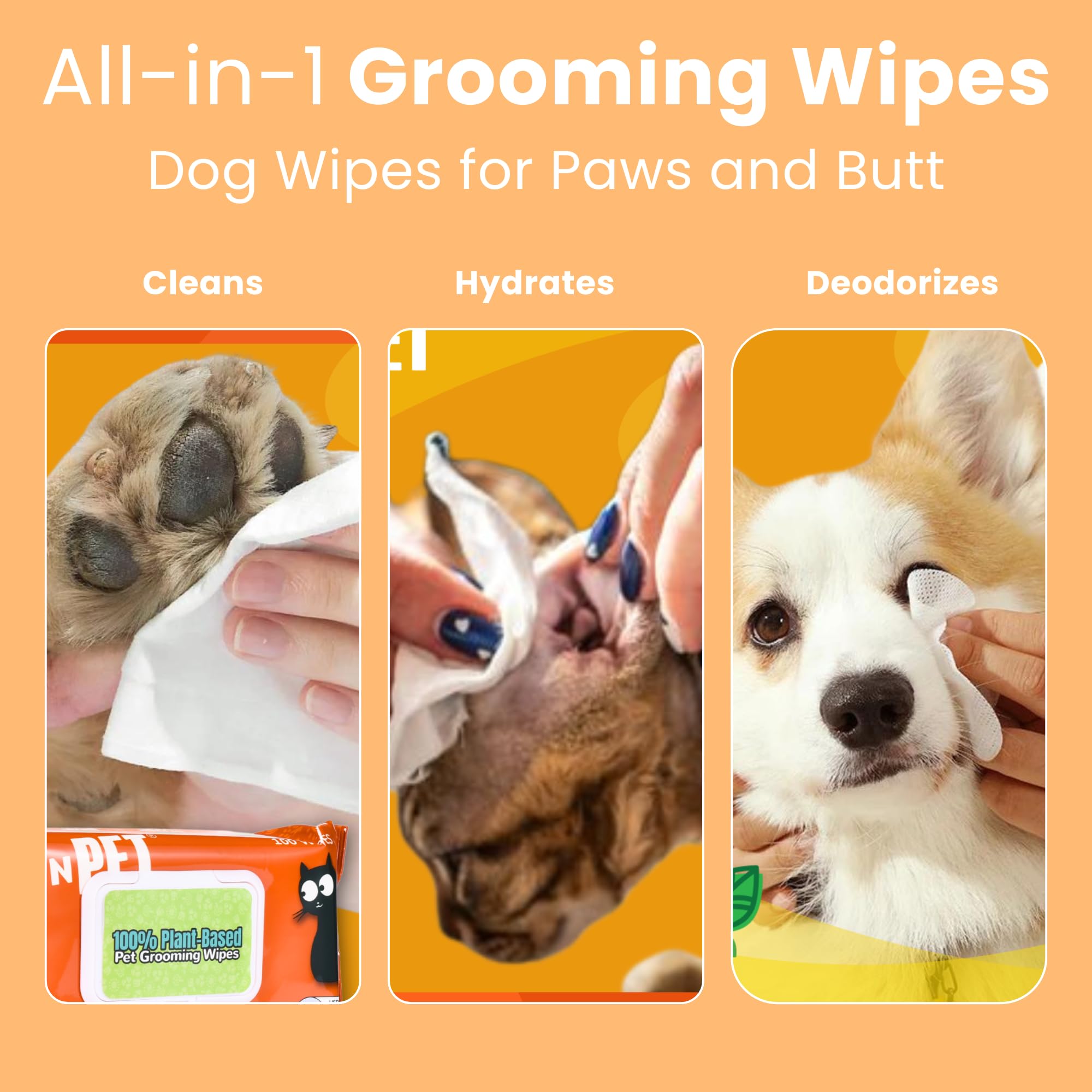 PET N PET dog wipes 100-count tub opened