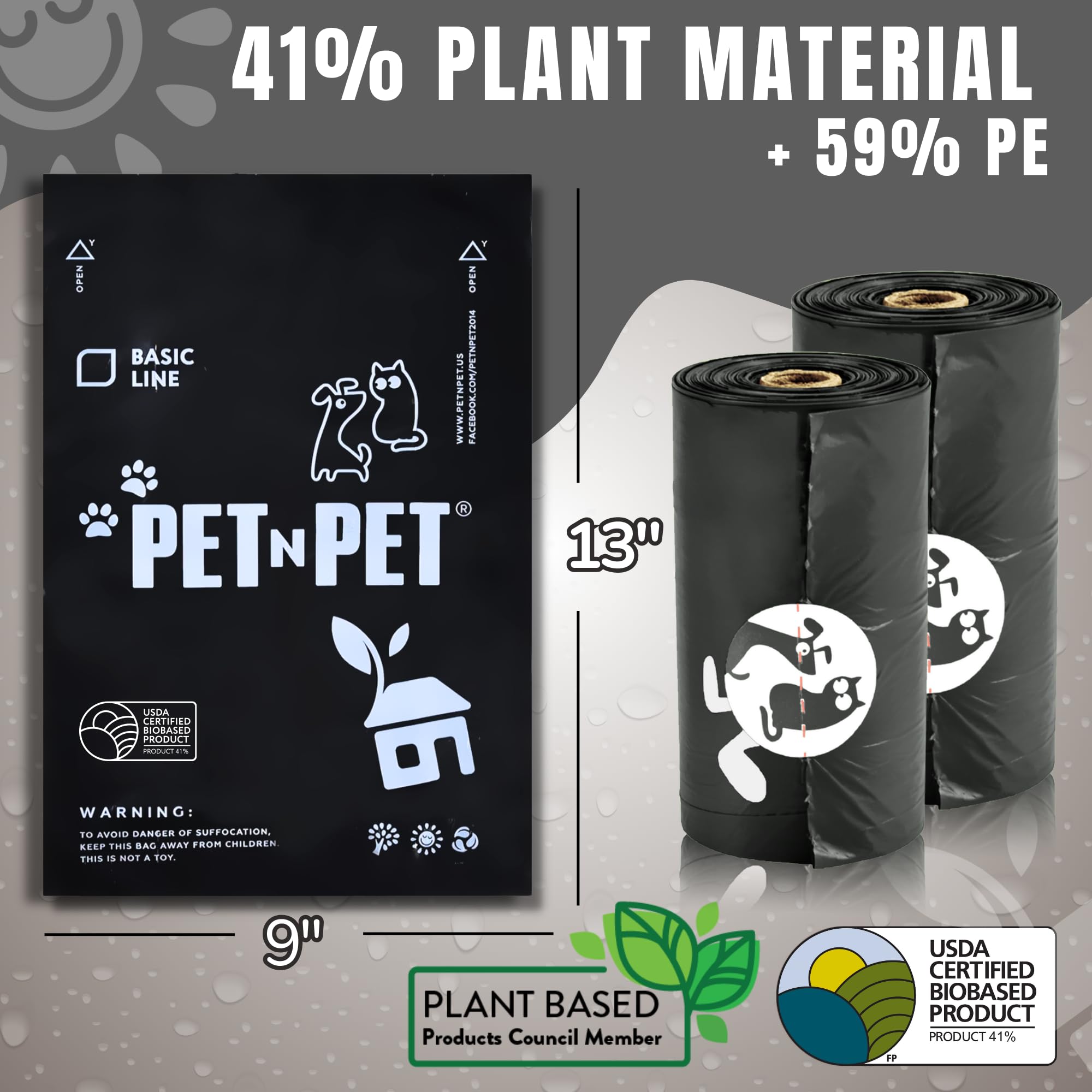 PET N PET easy-tear bags shown for quick, mess-free pickup