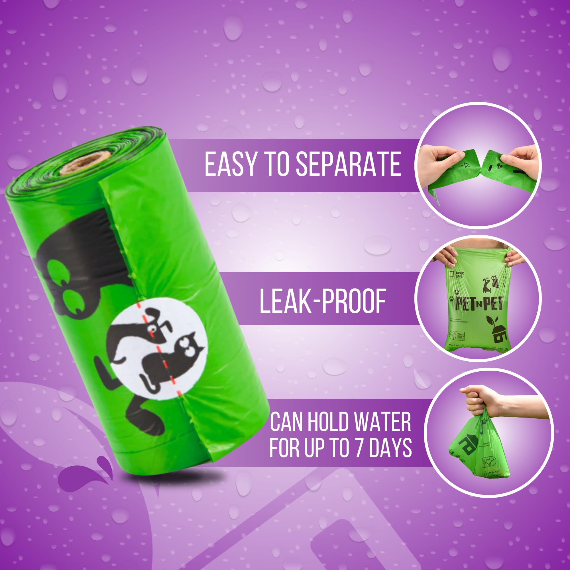PET N PET extra-thick dog poop bags prevent leaks during outdoor messes