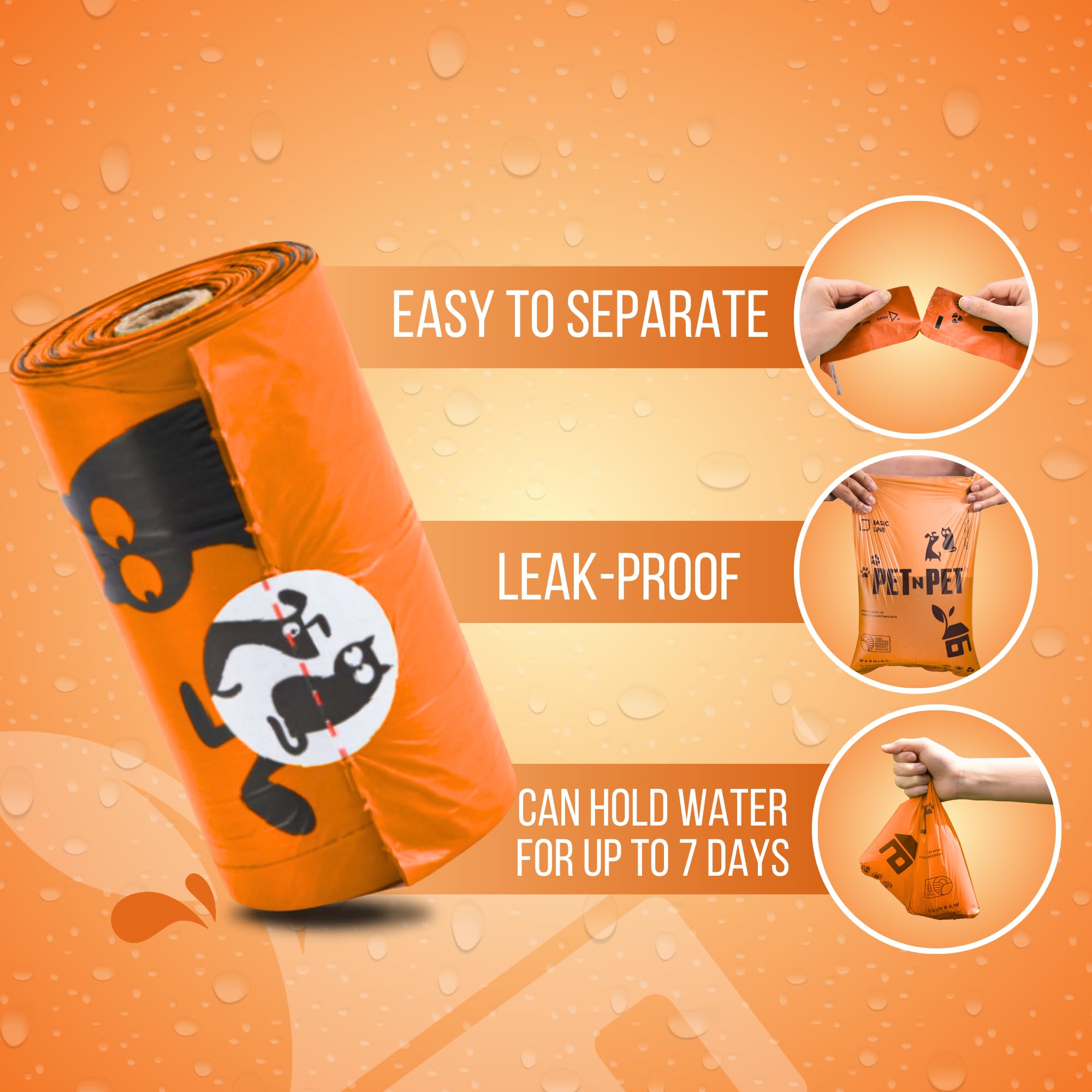 PET N PET extra-thick dog waste bags for heavy mess containment