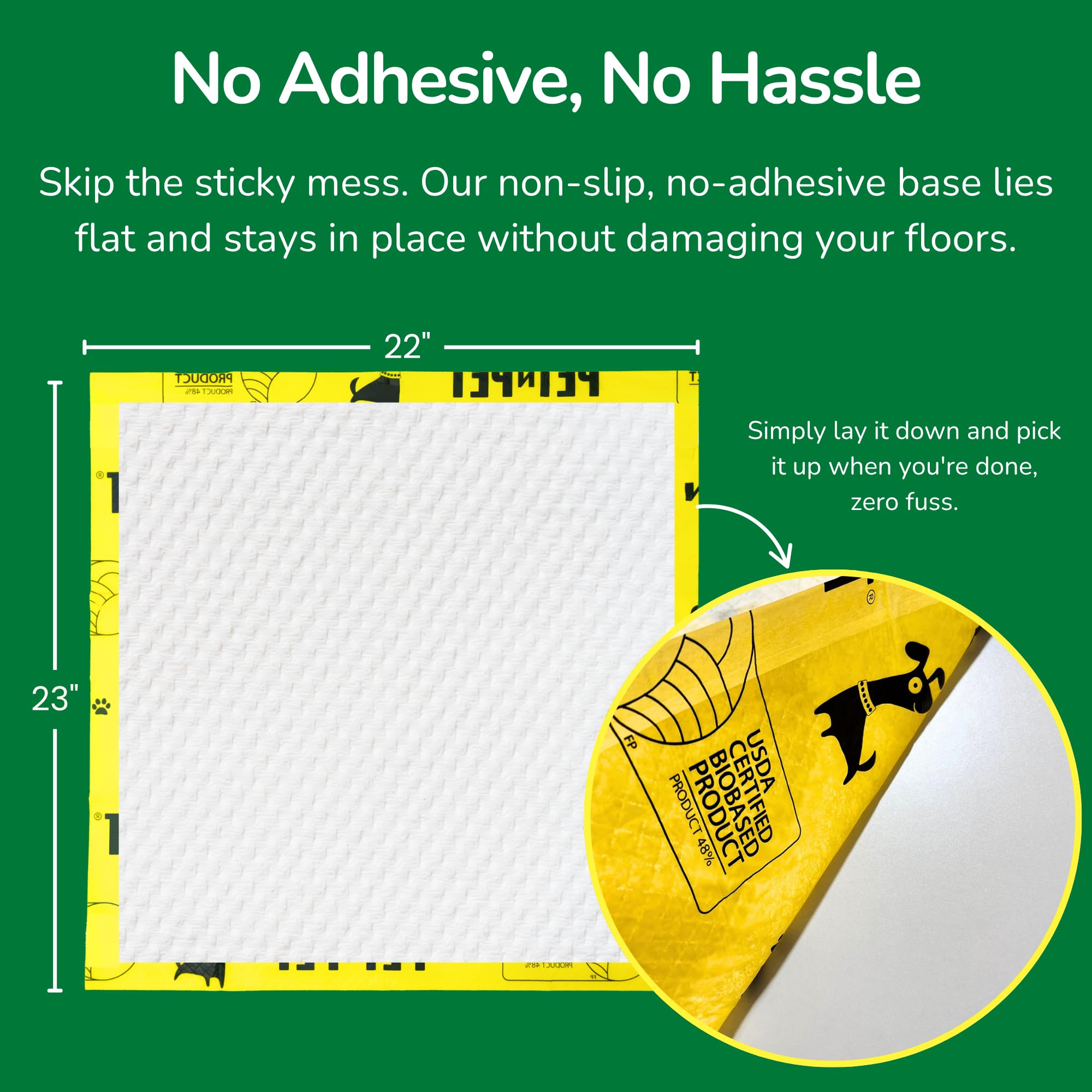 Pet N Pet 50-count plant-based pad pack emphasizes value for training.