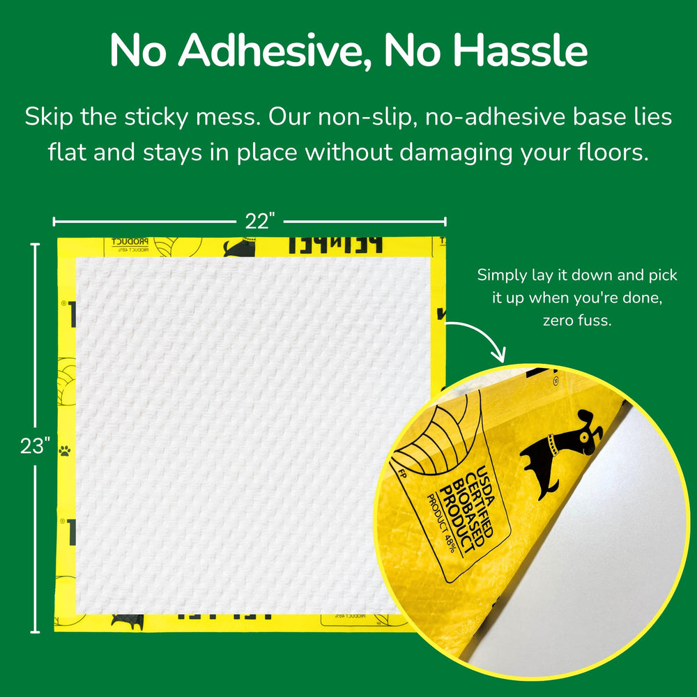 Pet N Pet 50-count plant-based pad pack emphasizes value for training.