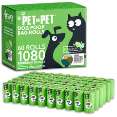 PET N PET plant-based poop bag roll fits standard dispensers for daily walks.