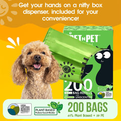 Pet N Pet plant-based poop bags roll reduces plastic use while staying strong.