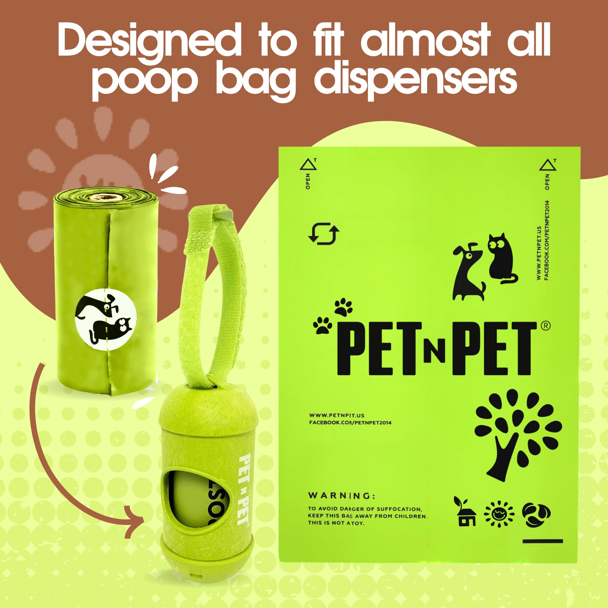 Pet N Pet poop bags easy-tear perforation speeds bag access.