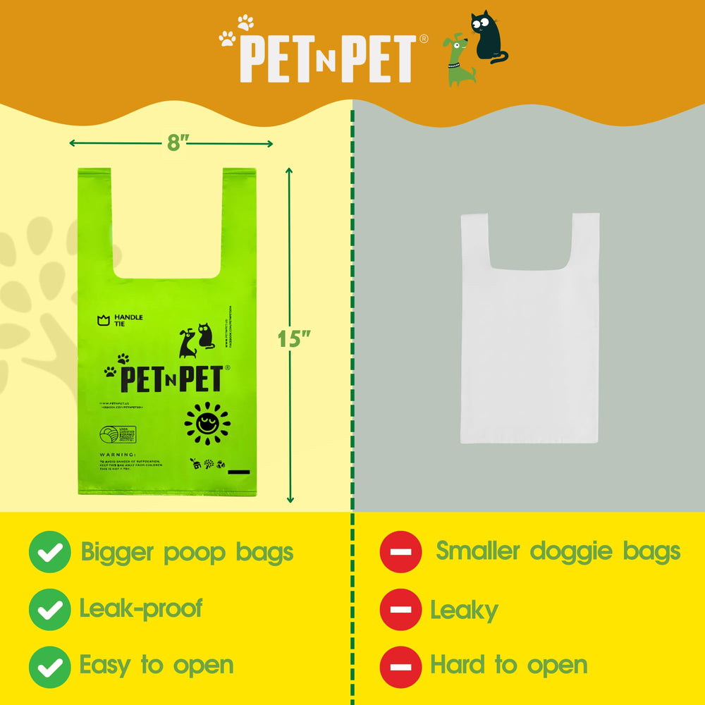 Pet N Pet tie-handles dog poop bags roll for secure, quick tying.