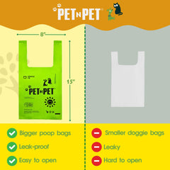 Pet N Pet tie-handles dog poop bags roll for secure, quick tying.