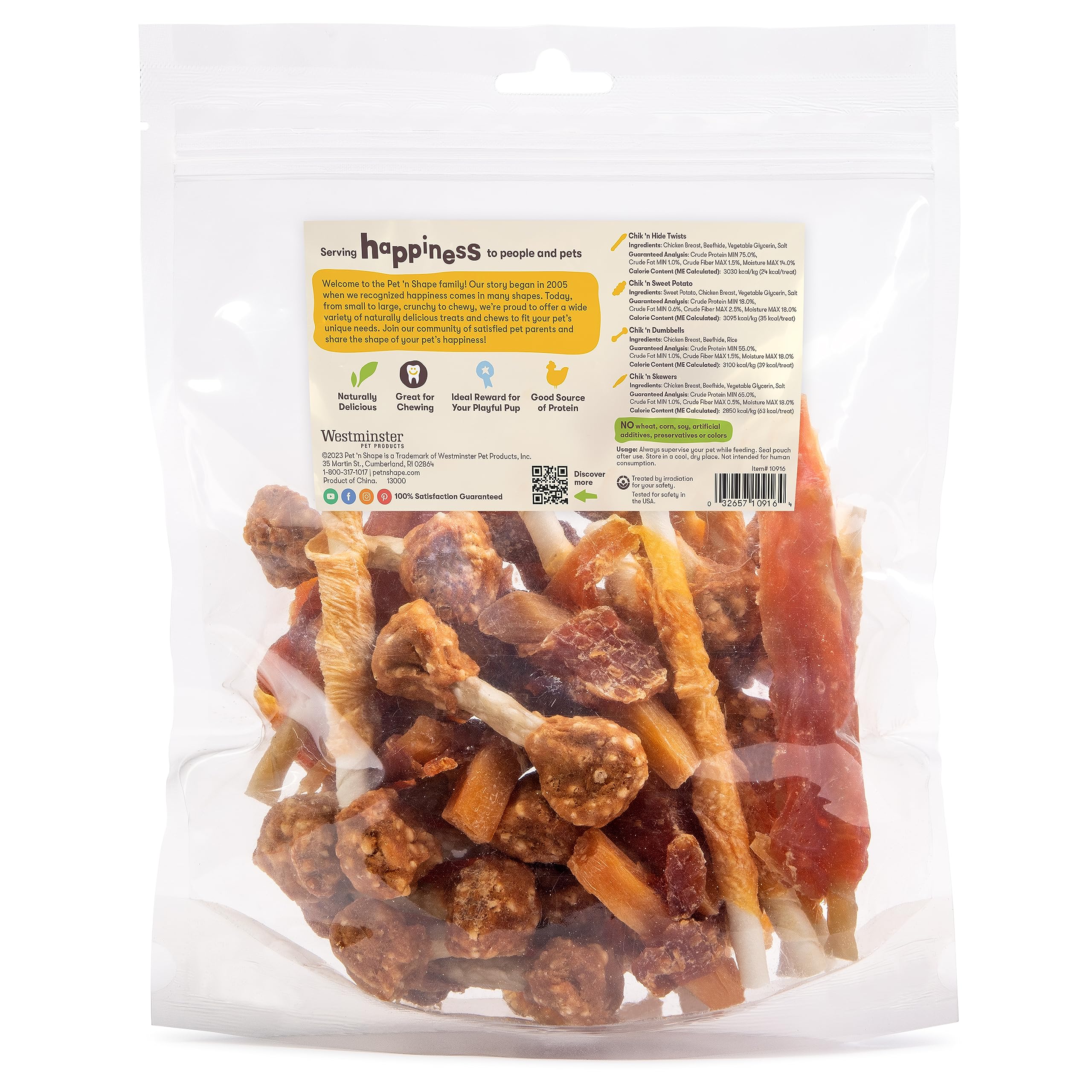 Pet 'n Shape Chik 'n Mix rawhide twists chicken-wrapped close-up for chewy training treats