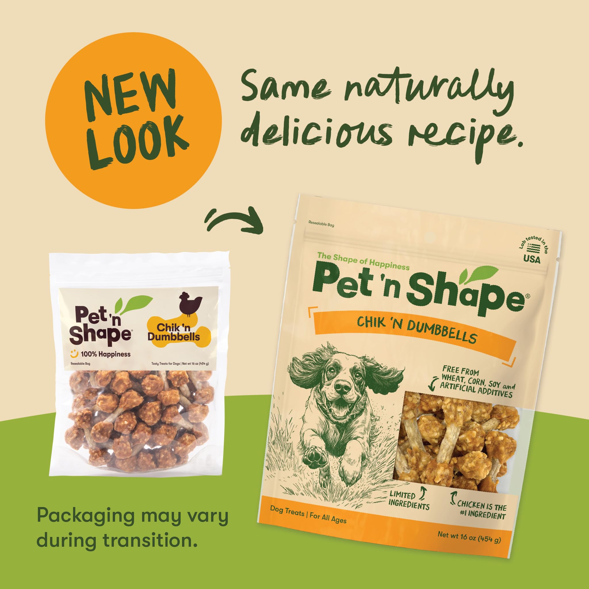 Pet 'n Shape Chik 'N Rice Dumbbells bite-sized balls on a rawhide stick