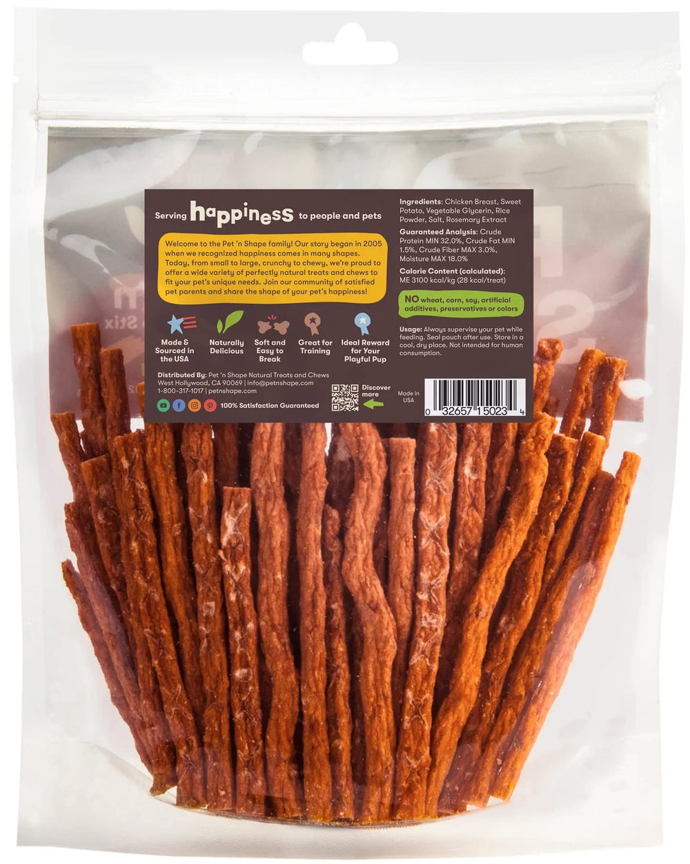 Pet 'n Shape Chik 'n Sweet Potato Stix treat piece showing chewy texture for training.