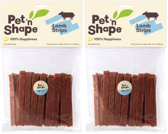 Pet 'n Shape Lamb Jerky 2-pack packaging display for easy storage