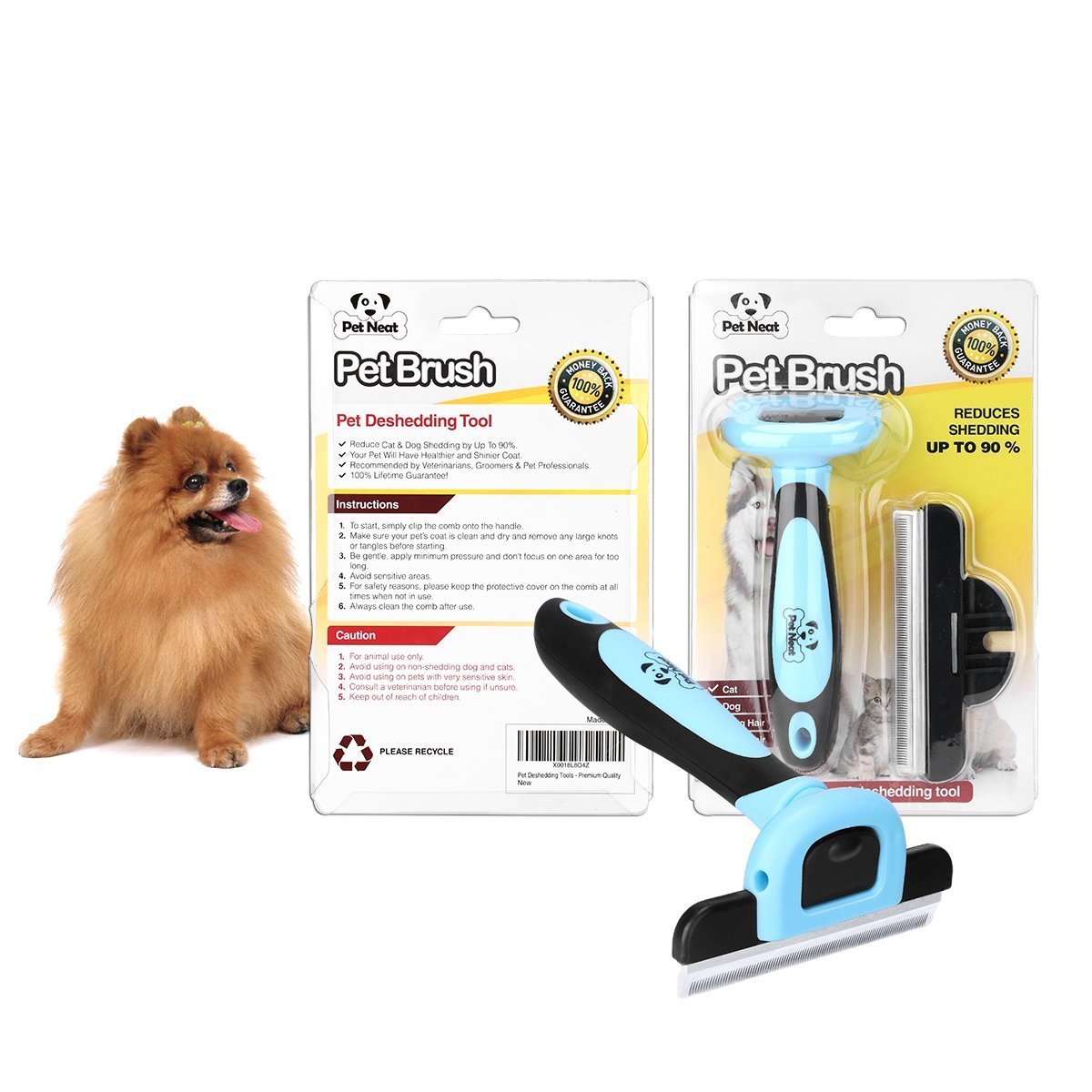 Pet Neat deshedding brush in use on a cat for smoother coat grooming