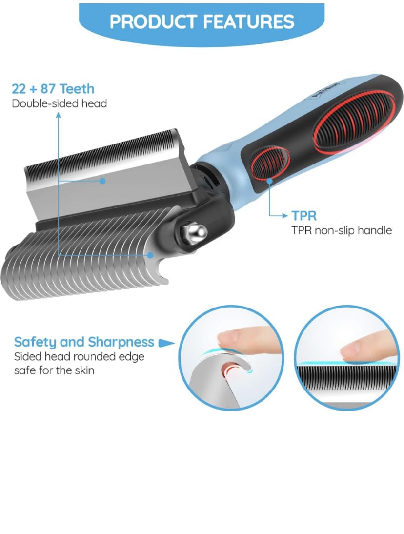 Pet Neat double coat brush for dogs and cats supports both coats.