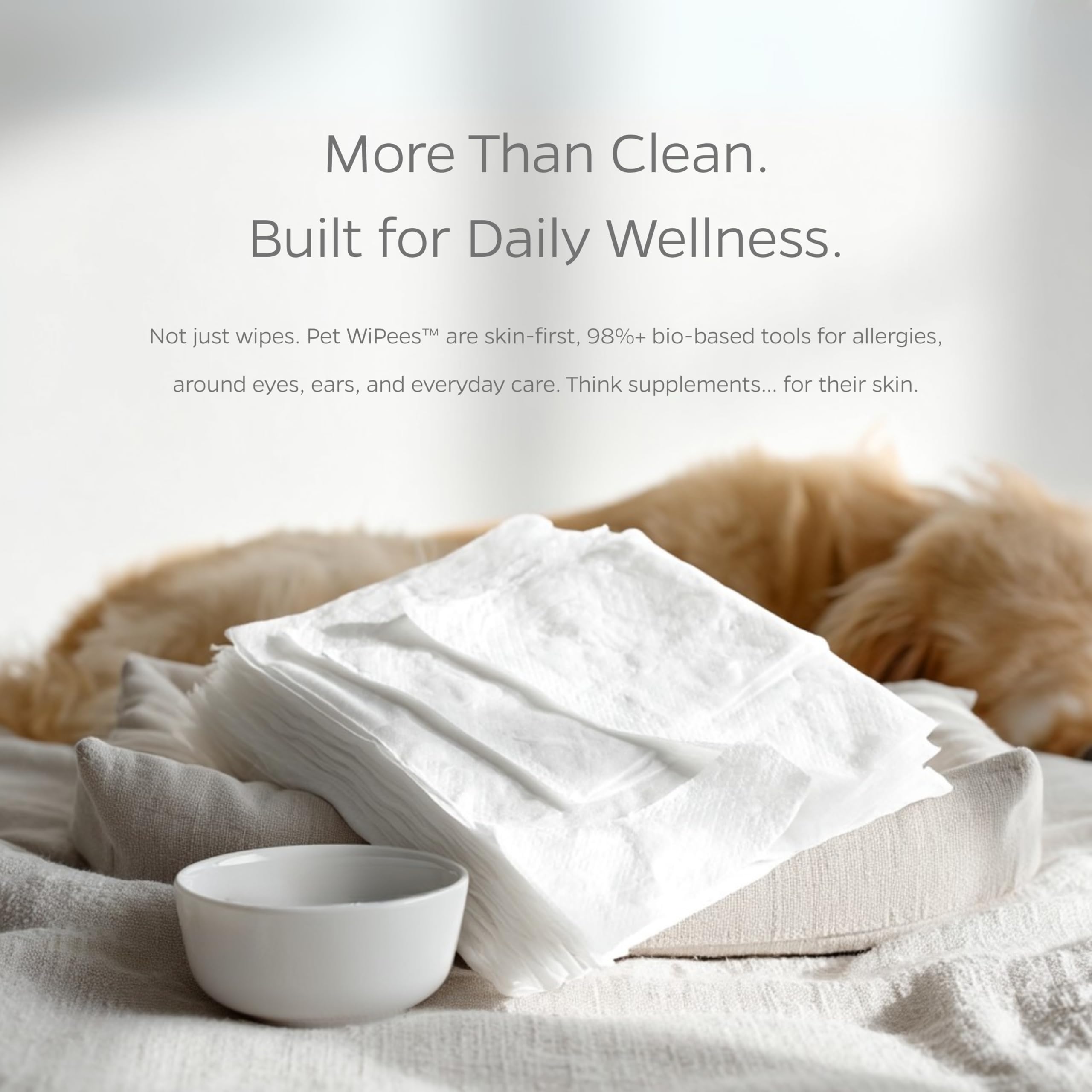 Sealed packaging of Eye Pet WiPees keeps wipes fresh for daily use