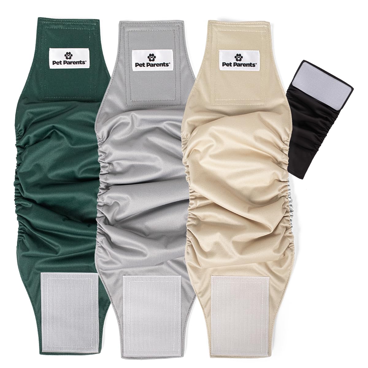 Pet Parents washable belly band small spruce packaging, ready-to-use 3-pack for quick urine management.