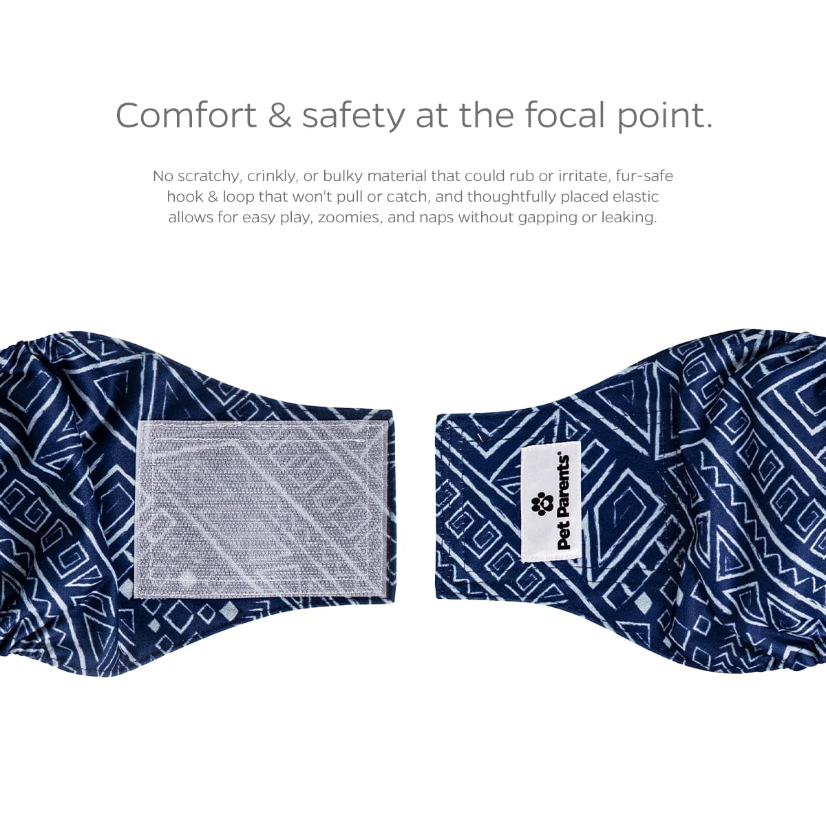 Pet Parents dog diaper features a waterproof outer layer to prevent leaks.