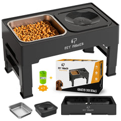 PET POWER elevated-dog-bowl-stand provides four heights for comfortable feeding.