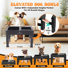 PET POWER elevated bowls four height levels ready for puppy to adult use