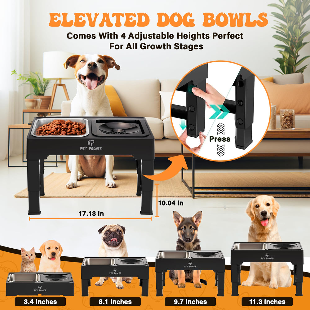 PET POWER height-adjustable-dog-feeder adapts as your dog grows.