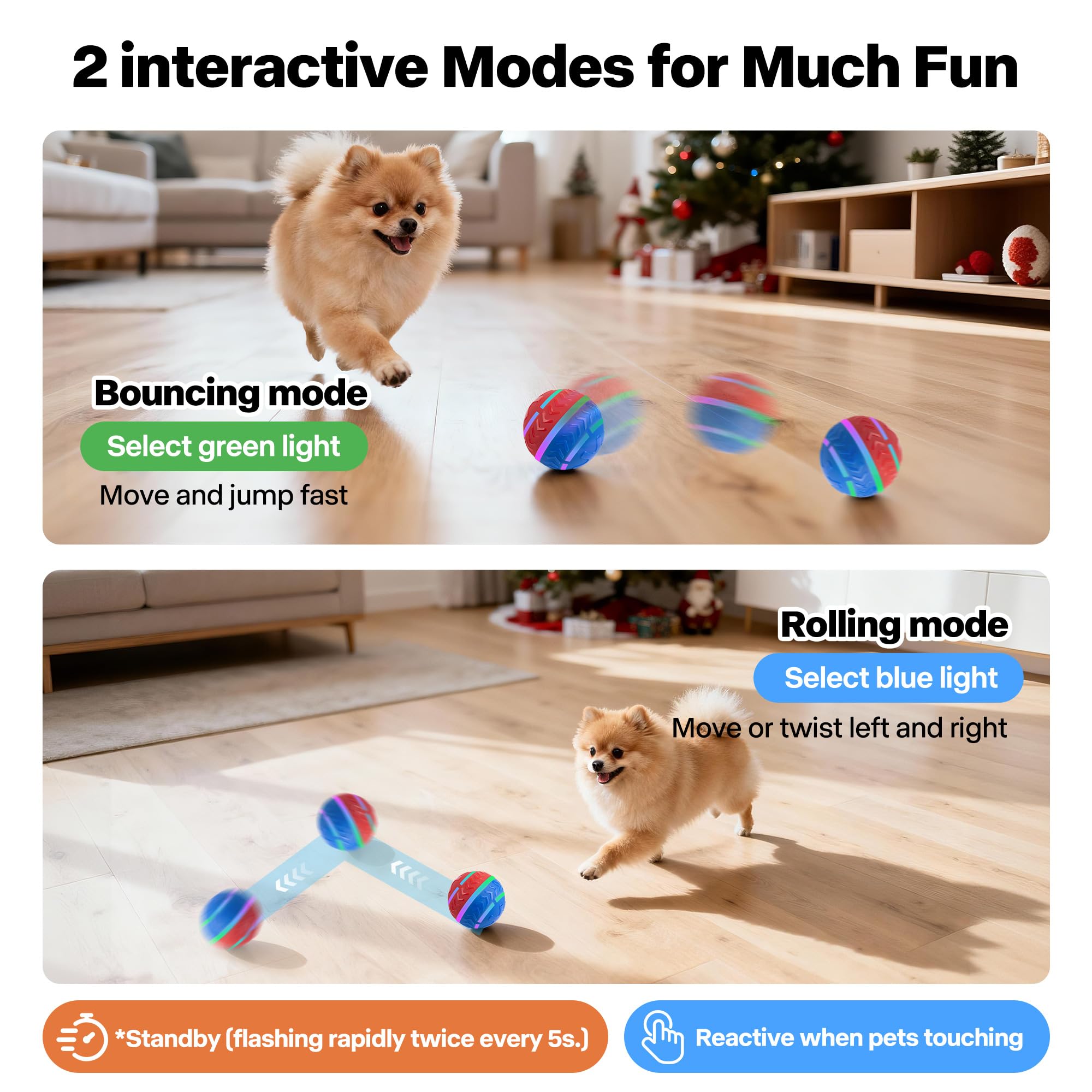 Pet Prime ball bounce mode in action showing dynamic, engaging play