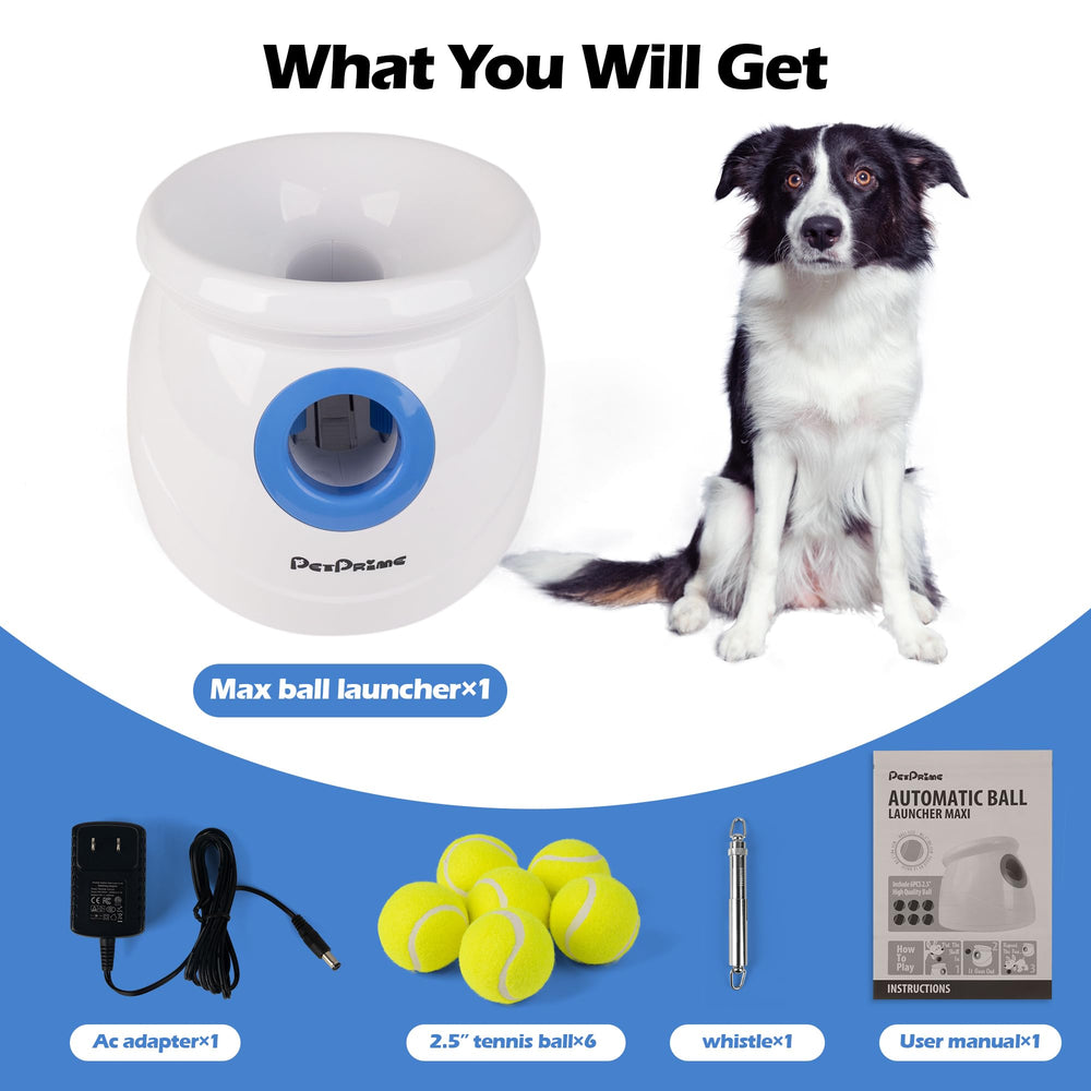 Pet Prime ball launcher indoors enables quiet, solo fetch sessions.