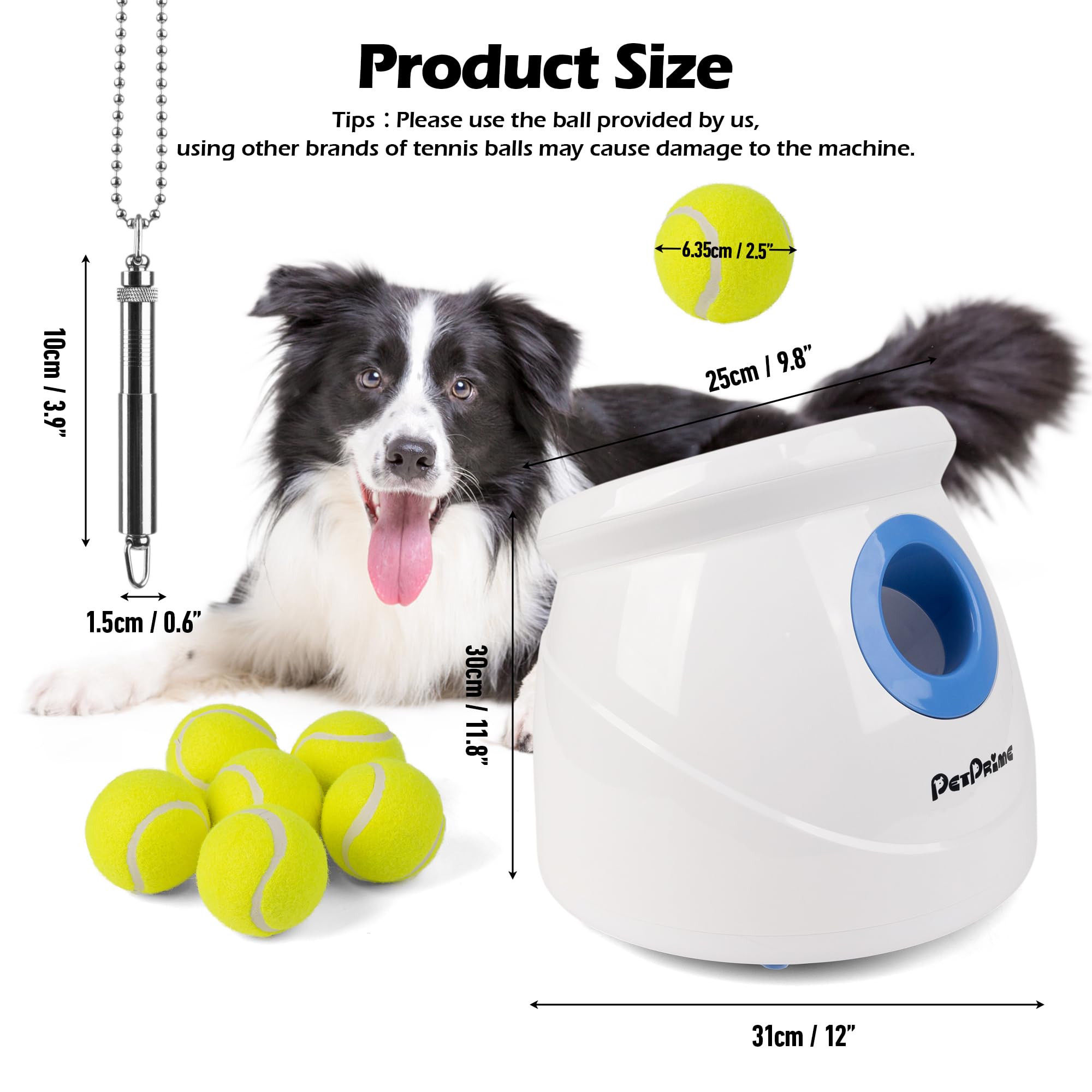 Pet Prime ball launcher top view shows top-loading design for dog engagement.