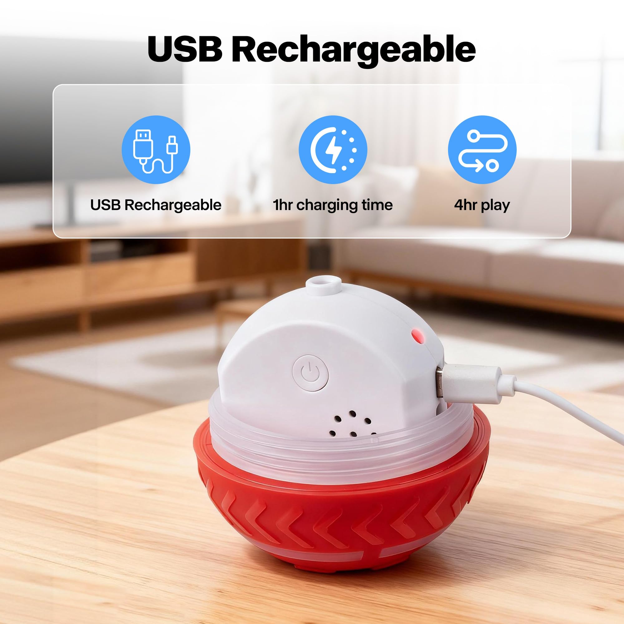 Pet Prime ball LED lights during playtime provide visual stimulation