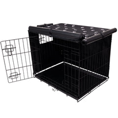 Pet Prime dog crate cover on a 48-inch crate creates calm, private space.