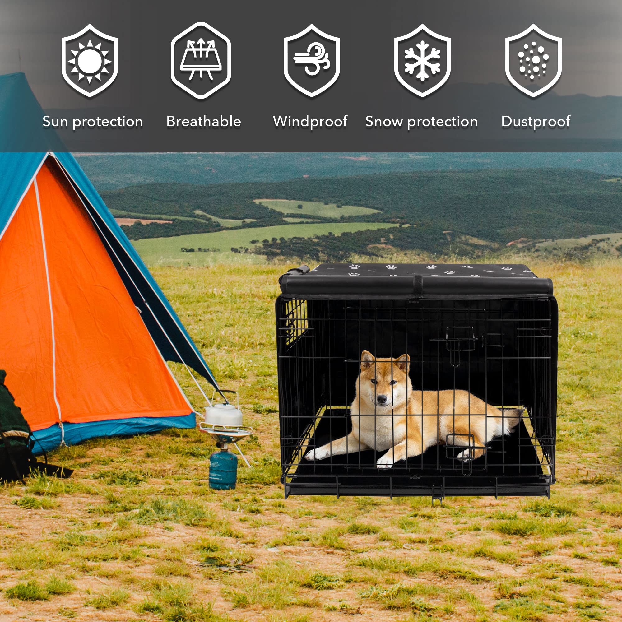 Pet Prime crate cover shows easy one-minute setup for busy homes