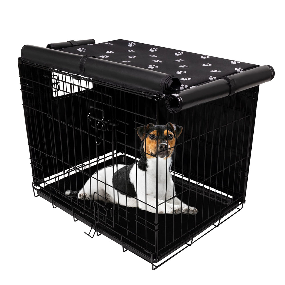 Pet Prime crate cover with side-opening door facilitates easy pet entry.