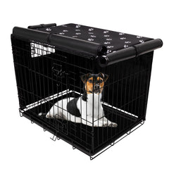 Pet Prime crate cover with side-opening door facilitates easy pet entry.