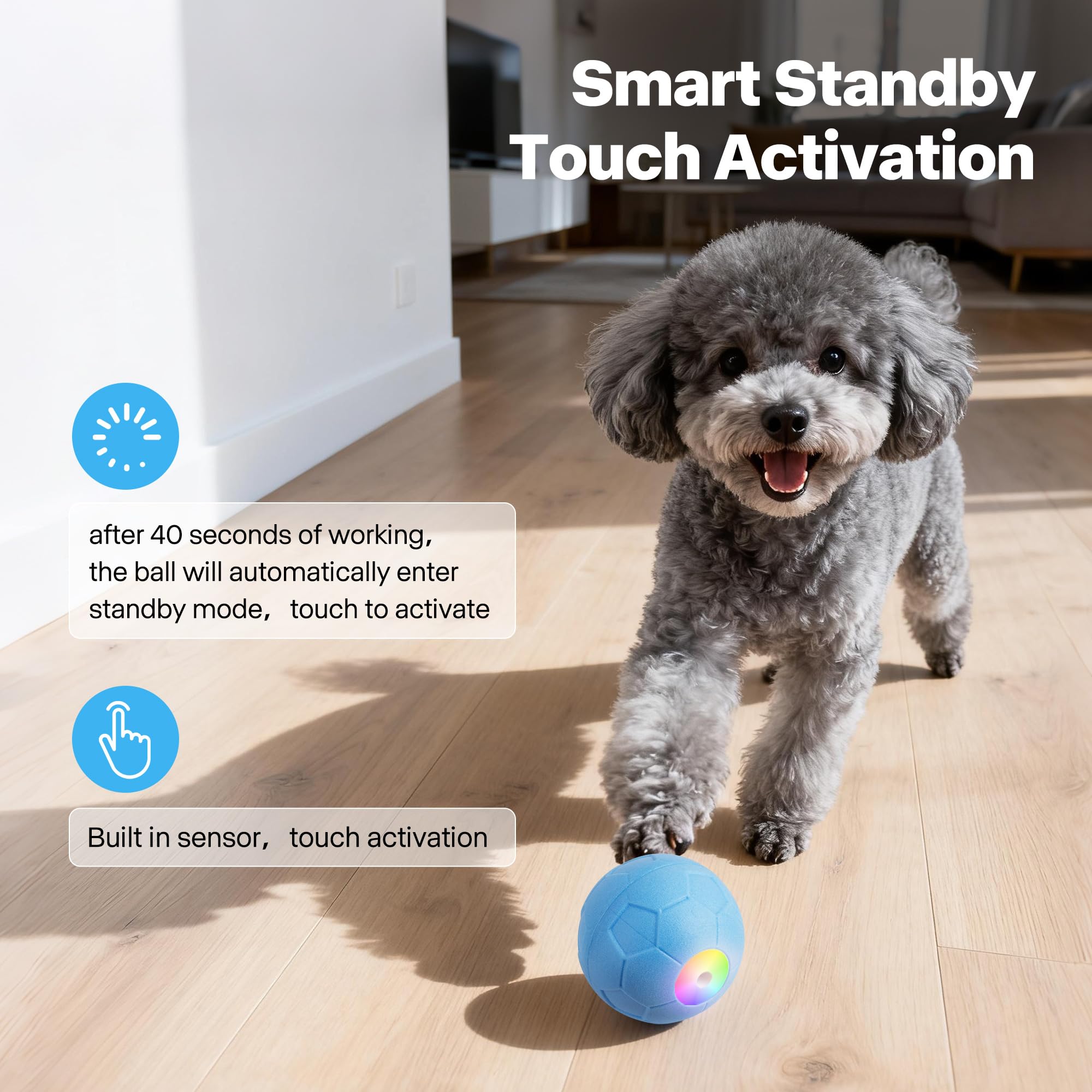 Pet Prime Interactive Dog Ball Toy standby-mode for uninterrupted fun