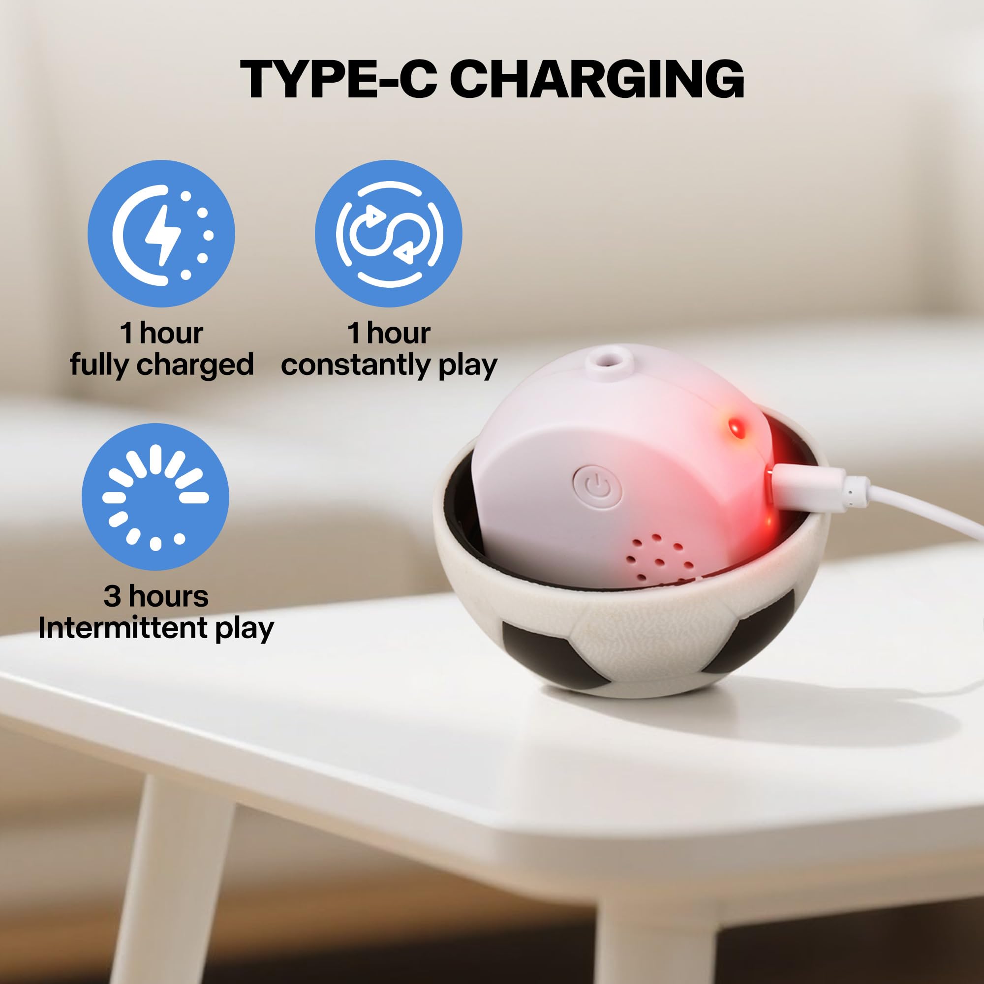 Pet Prime Type-C rechargeable ball highlights quick charging and ready-to-play sessions.