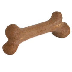 Pet Qwerks Dinosaur BarkBone steak-flavored nylon chew for aggressive chewers, durable and long-lasting.
