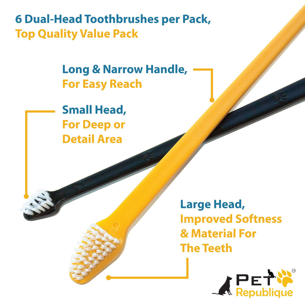 Pet Republique toothbrush handle-8-1-2-inches close-up shows comfortable grip for deep cleaning